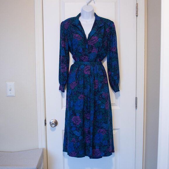 VTG Moody Cottagecore Floral 2Pc Set Romantic High Neck 14 Country Sophisticates - Picture 4 of 16